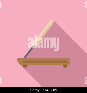 Smoking asian stick icon flat vector. Aroma zen. Relaxation smell Stock Vector