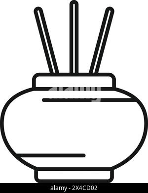 Smoking sticks in vase icon outline vector. Zen aromatic. Therapy relaxation Stock Vector