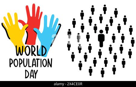 World Population Day. Creative Concept Design. Banner, Poster. Population Growth. Population Increase. People. Stock Vector