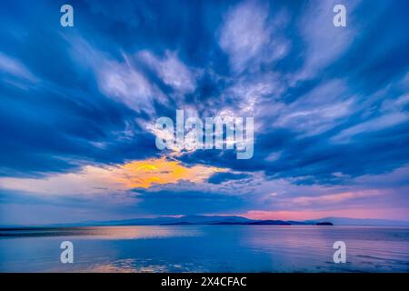 USA, Montana, Polson. Clouds over Flathead Lake at sunset. Stock Photo