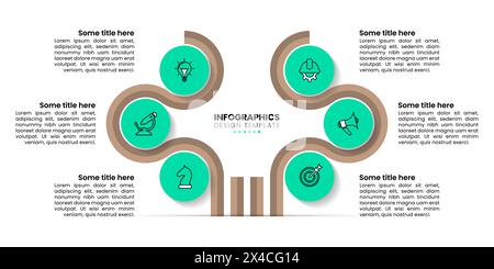 Infographic template with icons and 6 options or steps. Abstract tree. Can be used for workflow layout, diagram, banner, webdesign. Vector illustratio Stock Vector