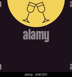 Two wine glasses icon. Clink, cheers and toasting. Vector outline illustration. Stock Vector