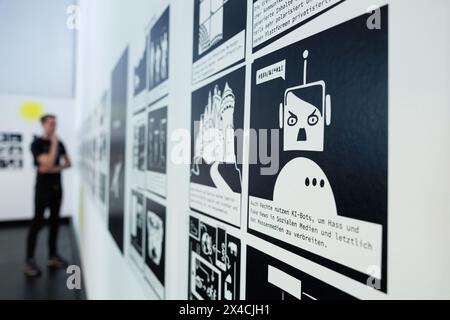 02 May 2024, Lower Saxony, Osnabrück: An illustration in the special exhibition 'Artificial intelligence. The last invention of mankind?'. The Museum Industriekultur Osnabrück (MIK) is showing the exhibition from May 3 to October 27, 2024. Photo: Friso Gentsch/dpa Stock Photo