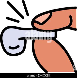 Wireless earphones headphones color icon. Headphones vector line icon for web design isolated on white background. Stock Vector