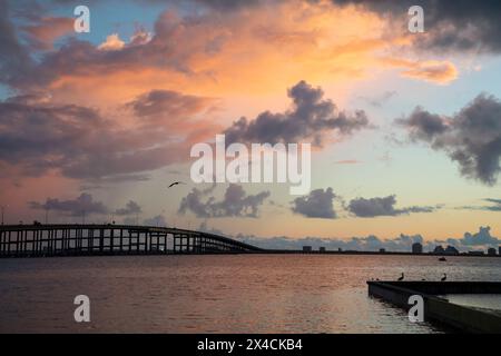 USA, Texas, Cameron County. Laguna Madre, South Padre Island Causeway. Stock Photo