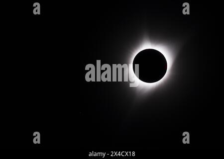 USA, Wyoming. Total solar eclipse reveals the sun's corona. Stock Photo