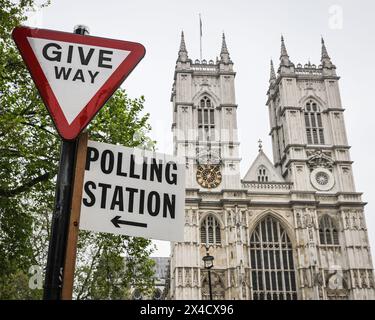 London, UK. 02nd May, 2024. The polling station at Methodist Central Hall in Westminster this afternoon. Credit: Imageplotter/Alamy Live News Stock Photo