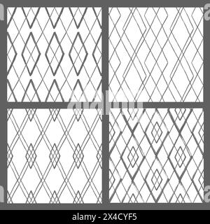 Argyle patterns from brush strokes. Set of vector diamond backgrounds Stock Vector