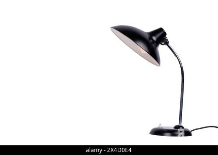 Vintage, Black Desk Lamp on White Background, Office Concept Stock Photo