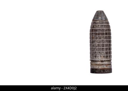 Vintage Russian D-32 Rifle Grenade on White Background - Military Collectible Stock Photo