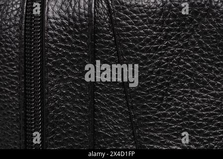 Black leather texture or background. Close up of black leather texture Stock Photo