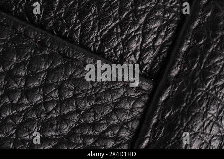 Black leather texture closeup. Abstract background and texture for design Stock Photo