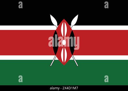 National Flag of Kenya, Kenya sign, Kenya Flag Stock Vector