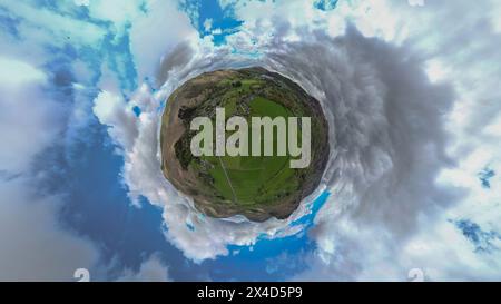 A tiny planet view of the rural landscape near Grasmere in Cumbria, UK Stock Photo