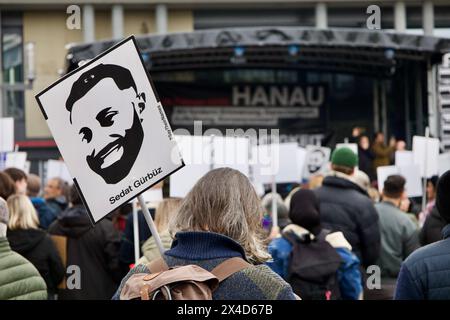 Hanau, Germany, February 17, 2024. Thousands of people participate at the commemoration of victims of Hanau Shootings. Stock Photo