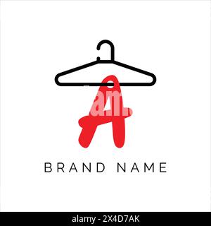 Letter A fashion logo, Hanging letter A vector Icon, boutique logo design. Initial capital A letter hanger icon Stock Vector