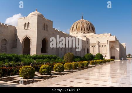 A view of the Sultan Qaboos Grand Mosque and its landscaping, Muscat, Oman. Stock Photo