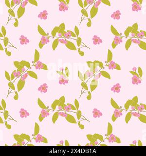 Flowers and leaves vector seamless pattern Stock Vector