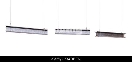 3 metal beams isolated on a white background 3d render Stock Photo