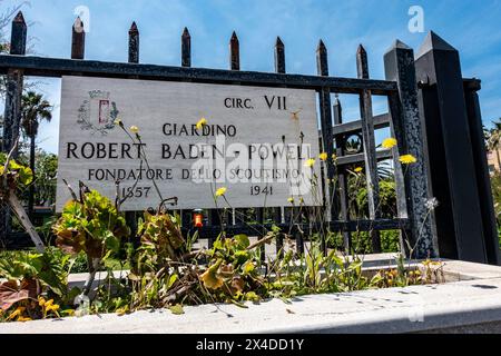 A garden named after  Robert Baden-Powell, Founder of the Scouting movement, Bari, Italy. Stock Photo