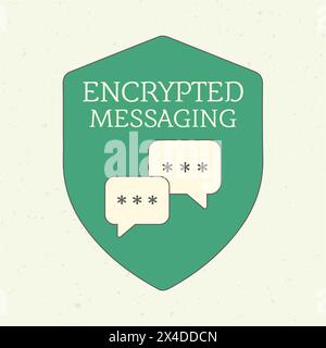 Secure, encrypted messages, emails. Security shield with message bubbles. safe communication. Stock vector illustration isolated on light background. Stock Vector