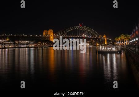 Sydney Harbour Bridge Shining Bright At Night Stock Photo - Alamy