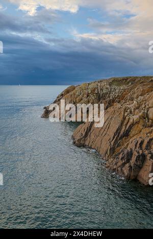 France, Brittany. Finisterre, Plouzane. Atlantic Ocean near the Petit Minou Lighthouse Stock Photo