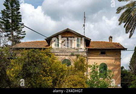 Israel, Bethlehem of Galilee March 23, 2024: residential building in medieval Gothic style,. High quality photo Stock Photo