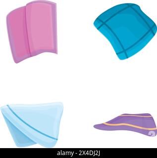 Cotton handkerchief icons set cartoon vector. Handkerchief in various color. Personal hygiene item Stock Vector