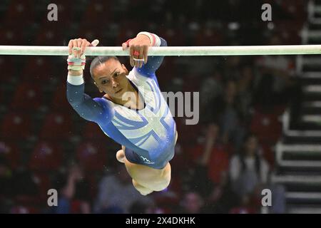 Rimini, Italy. 02nd May, 2024. DOWNIE Rebecca (GBR) UB during European Artistic Gymnastic Championships - Women, Gymnastics in Rimini, Italy, May 02 2024 Credit: Independent Photo Agency/Alamy Live News Stock Photo