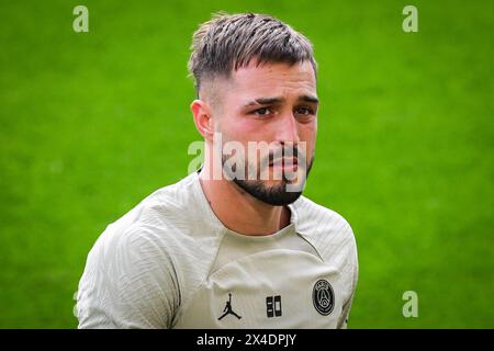 Dortmund, France, Germany. 30th Apr, 2024. Arnau TENAS of PSG during a Paris Saint-Germain training session at Signal Iduna Park on April 30, 2024 in Dortmund, Germany. (Credit Image: © Matthieu Mirville/ZUMA Press Wire) EDITORIAL USAGE ONLY! Not for Commercial USAGE! Stock Photo