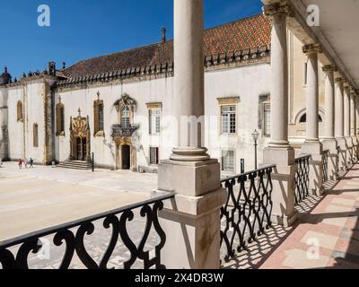 Door of Saint Michael's Chapel as seen from the hallway of the Faculty of Law in Coimbra University. Stock Photo