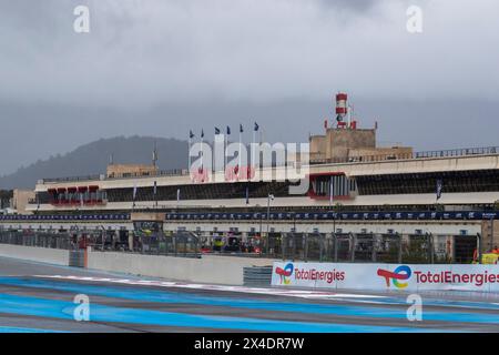 Le Castellet, France, 2 May 2024, wet conditions during the 4 Hours of Le Castellet, second race of the 2024 European Le Mans Series (ELMS) at Circuit Paul Ricard from May 02 to 05, 2024 in Le Castellet, France - Photo Laurent Cartalade/MPS Agency Credit MPS Agency/Alamy Live News Stock Photo