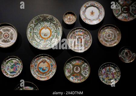 Lisbon, Portugal. Antique Chinese porcelain plates. (Editorial Use Only) Stock Photo