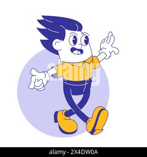 Cartoon man walking in balance. Stock Vector