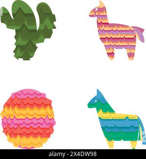 Mexico icons collection. Bright colorful trendy map icons. Modern ...
