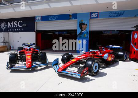 Miami, Etats Unis. 02nd May, 2024. Scuderia Ferrari HP during the Formula 1 Crypto.com Miami Grand Prix 2024, 6th round of the 2024 Formula One World Championship from May 3 to 5, 2024 on the Miami International Autodrome, in Miami, United States of America - Photo Eric Alonso/DPPI Credit: DPPI Media/Alamy Live News Stock Photo