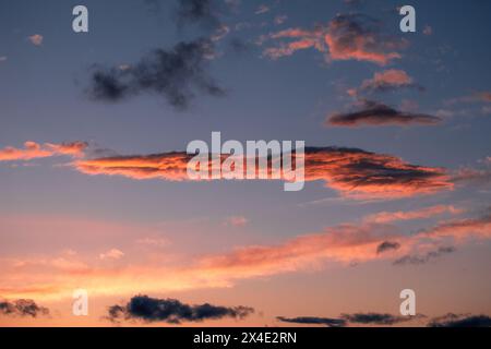 Beautiful colorful morning sky with clouds on fire. Stock Photo