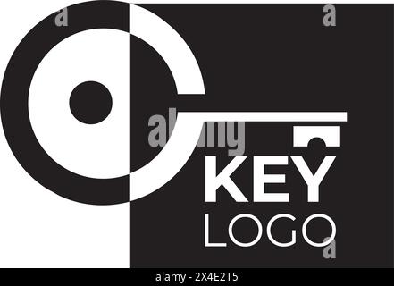 illustration vector graphic logo designs. pictogram logo key icon in square shape black color Stock Vector