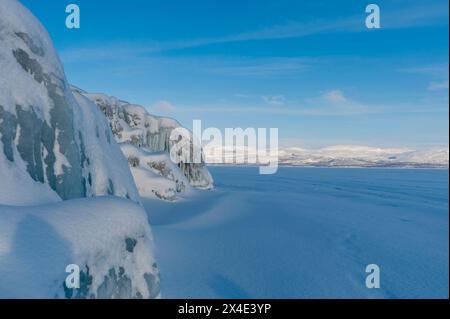 Frozen Tornetrask Lake in Sweden. Sweden. Stock Photo