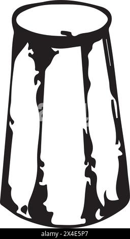 Salt shaker. Kitchen equipment rendered in vector. Salt shaker, seasoning for prepared food drawn with a black outline. Suitable for kitchen design. Stock Vector