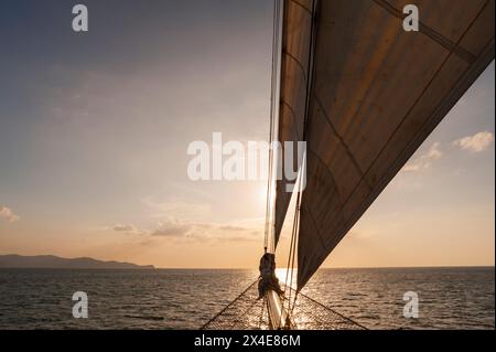 The bow of the Star Flyer sailing cruise ship. Costa Rica. Stock Photo