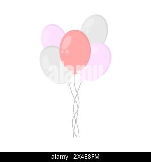 Colored cartoon inflatable balloons vector. Decoration for the holiday with balloons. Helium balloons vector. birthday decoration. Vector illustration Stock Vector