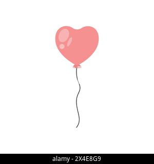 Red heart air icon. Holiday logo with balloons decoration. Vector illustration. Stock Vector