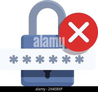 Access denied padlock password icon cartoon vector. Safety security. Steal alert Stock Vector
