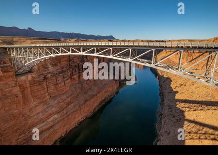 USA, Arizona, Marble Canyon. Navajo Bridge spans Colorado River. Stock Photo