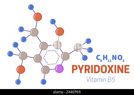 Pyridoxine Vitamin B6 Molecule Illustration Stock Vector