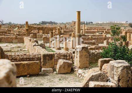 Beautiful view of archaeological site of Sbeitla. Roman ancient city Sufetula in Sbeitla, Tunisia Stock Photo