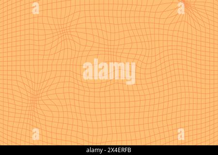 Orange retro psychedelic checkerboard pattern. Groovy funky textures. Stock Vector