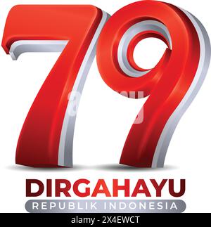 Happy 79th Indonesia Independence Day with simple and modern design Stock Vector